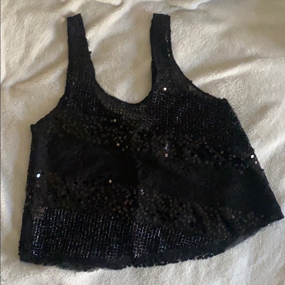 Free People black sequin crop tank - Picture 2 of 3